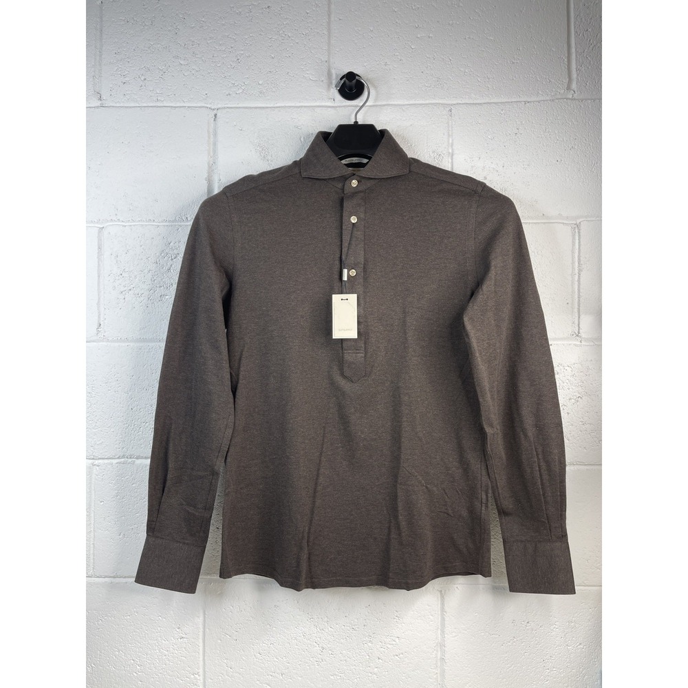 Suitsupply Dress Shirt Mens 14.5 Brown Egyptian Cotton Extra Slim Popover NWT